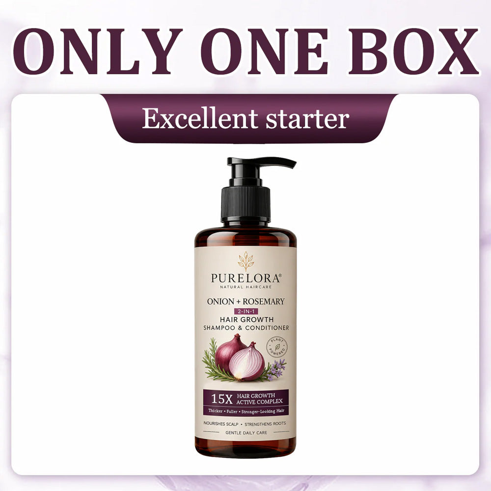 🌿👨‍⚕️ Official US Store 🇺🇸 | 🔥 PURELORA® Onion & Rosemary 2-in-1 Shampoo & Conditioner with 15X Active Complex for Hair Growth: For hair that looks thicker, fuller, and stronger