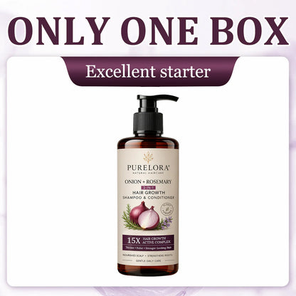🌿👨‍⚕️ Official US Store 🇺🇸 | 🔥 PURELORA® Onion & Rosemary 2-in-1 Shampoo & Conditioner with 15X Active Complex for Hair Growth: For hair that looks thicker, fuller, and stronger