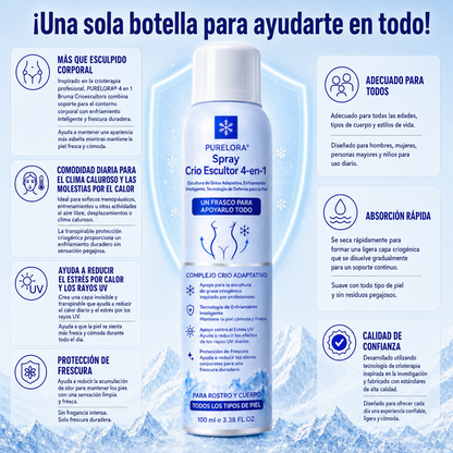 PURELORA® Bruma Cryo Sculpt 4 en 1 Tecnología de modelado de grasa adaptativo, enfriamiento inteligente, defensa de la piel y frescura.