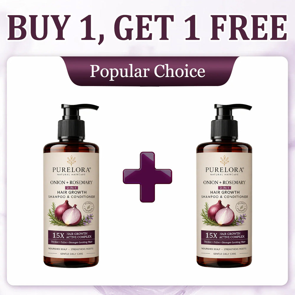 🌿👨‍⚕️ Official US Store 🇺🇸 | 🔥 PURELORA® Onion & Rosemary 2-in-1 Shampoo & Conditioner with 15X Active Complex for Hair Growth: For hair that looks thicker, fuller, and stronger