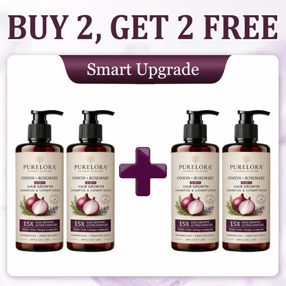 🌿👨‍⚕️ Official US Store 🇺🇸 | 🔥 PURELORA® Onion & Rosemary 2-in-1 Shampoo & Conditioner with 15X Active Complex for Hair Growth: For hair that looks thicker, fuller, and stronger