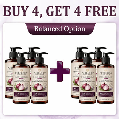 🌿👨‍⚕️ Official US Store 🇺🇸 | 🔥 PURELORA® Onion & Rosemary 2-in-1 Shampoo & Conditioner with 15X Active Complex for Hair Growth: For hair that looks thicker, fuller, and stronger