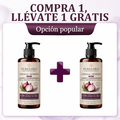 🌿👨‍⚕️ Tienda oficial en EE. UU. 🇺🇸 | 🔥 Champú y acondicionador 2 en 1 PURELORA® de cebolla y romero con complejo activo 15X para el crecimiento capilar: para un cabello con apariencia más gruesa, abundante y fuerte.