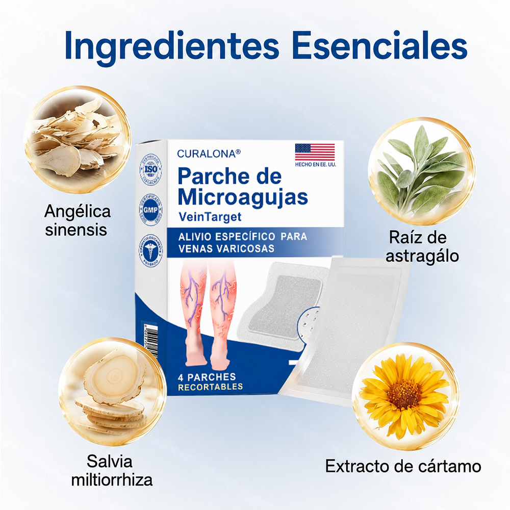 🇺🇸🏆👨‍⚕️✨ Parche de microagujas CURALONA® VeinTarget ⚡ Alivio rápido, apoyo duradero