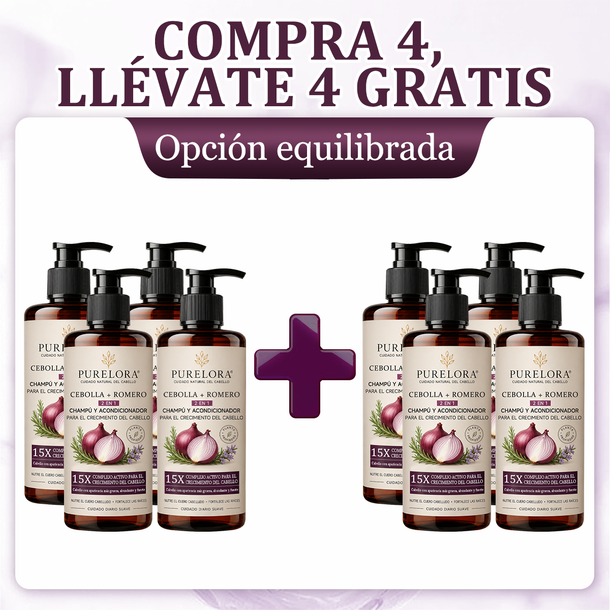 🌿👨‍⚕️ Tienda oficial en EE. UU. 🇺🇸 | 🔥 Champú y acondicionador 2 en 1 PURELORA® de cebolla y romero con complejo activo 15X para el crecimiento capilar: para un cabello con apariencia más gruesa, abundante y fuerte.
