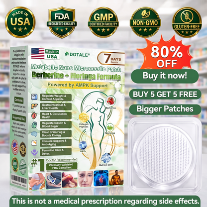 CURALONA® Parche Metabólico Nano de Microagujas ✈️ Solo 1 vez al día — cambios visibles en 7 días Fórmula con Berberina + Moringa ✅ Para grasa acumulada, piel flácida, niveles altos de azúcar, apnea del sueño, molestias en las articulaciones y más 💥