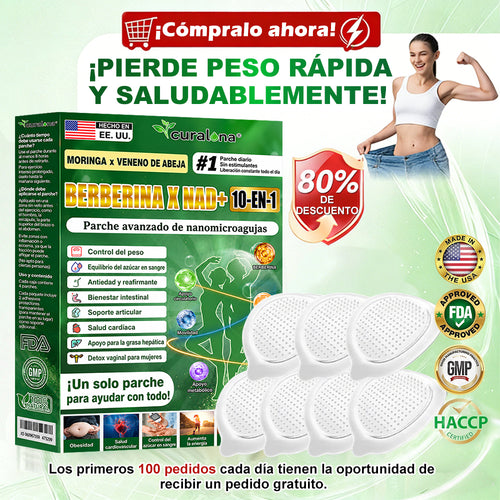 Tienda Oficial de EE. UU. 🇺🇸 | 🧑‍⚕️🩺 Curalona® Moringa · Berberina × NAD+ Parche de Nano-Microagujas Avanzado 10 en 1 — Una vez al día, resultados visibles en 7 días