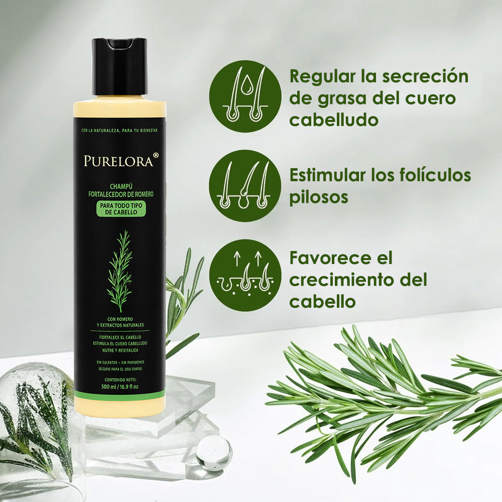 🔥ÚLTIMO DÍA 75% DE DESCUENTO⚡ Champú Purelora® de romero orgánico para el crecimiento del cabello