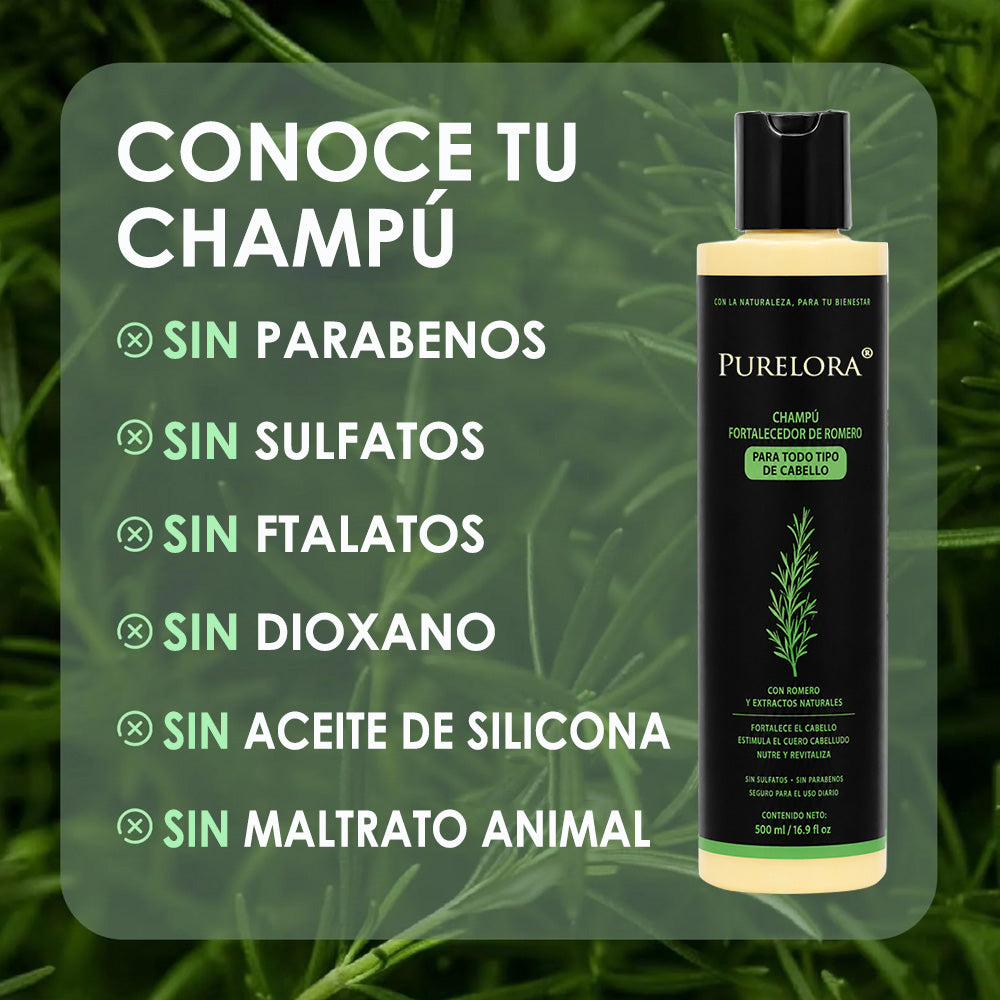 🔥ÚLTIMO DÍA 75% DE DESCUENTO⚡ Champú Purelora® de romero orgánico para el crecimiento del cabello