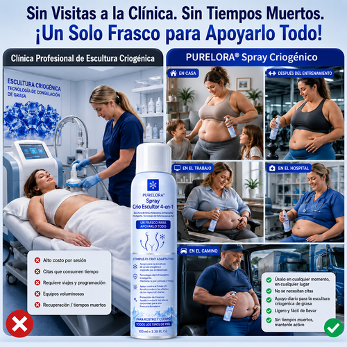 PURELORA® Bruma Cryo Sculpt 4 en 1 Tecnología de modelado de grasa adaptativo, enfriamiento inteligente, defensa de la piel y frescura.