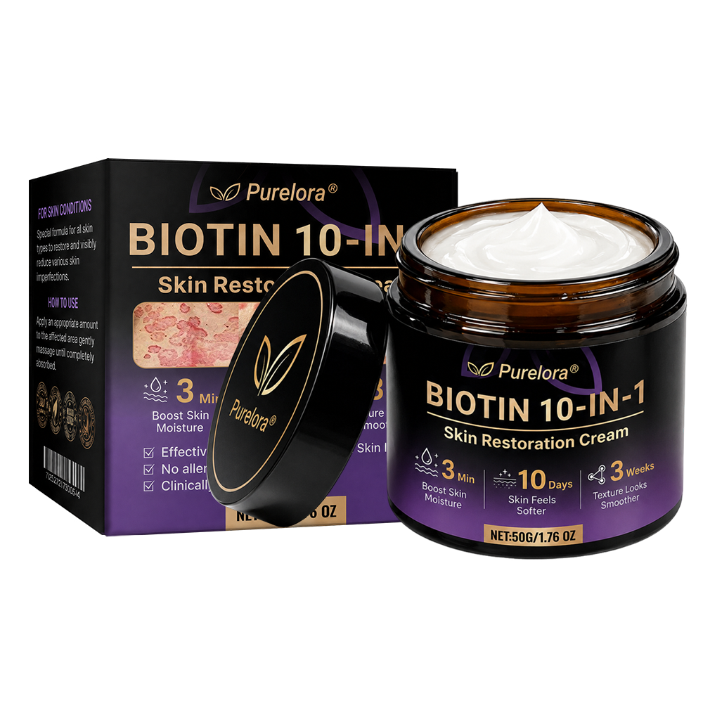 Fabricado y enviado desde EE. UU. 🍁 Purelora® Crema Reparadora de la Piel con Biotina 10 en 1 — Último día de oferta: 75% de descuento