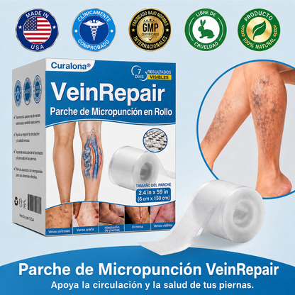 🇺🇸🏆✅️🏃 Rollo de parches de microagujas Curalona® VeinRepair ⚡ Alivio inmediato, resultados a largo plazo